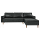 Black Leather Tufted Sectional Sofa